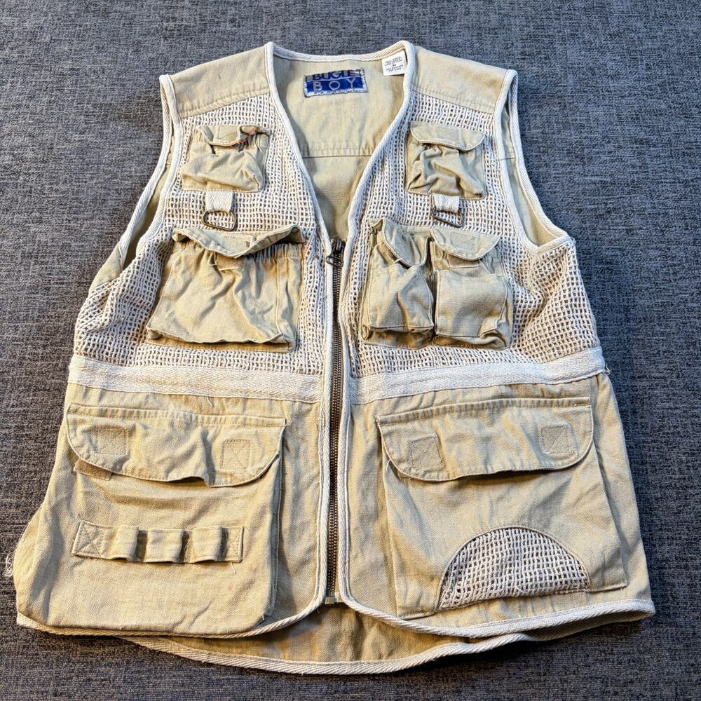 Vintage Khaki Bugle Boy Hunting Vest Medium Mens